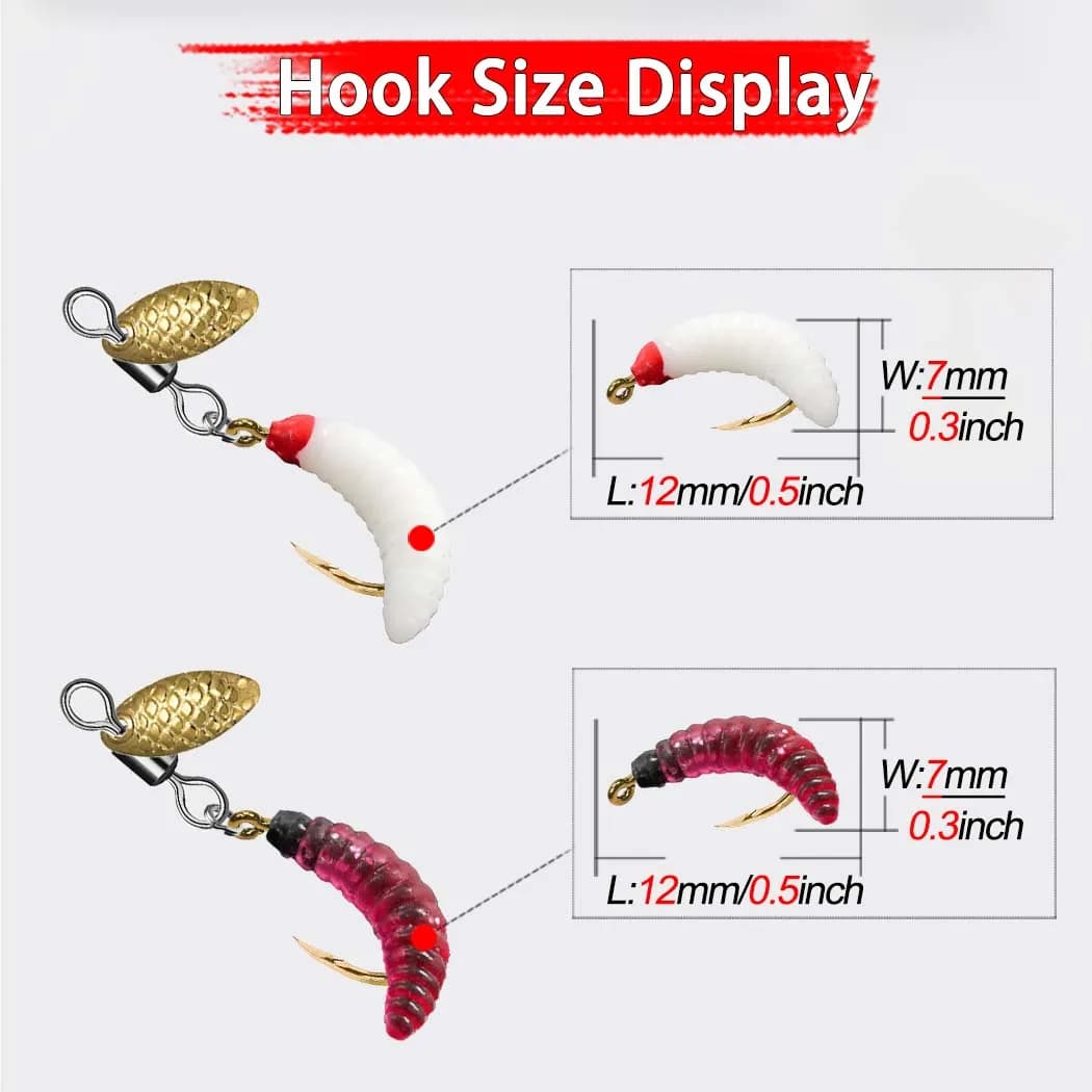 Leurre spinner sequin ver appât 5-10 pièces pour truite saumon perche pêche carnassiers