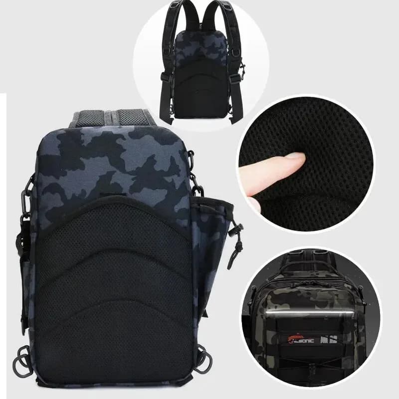Sac à dos pêche avec porte-canne - Sac de rangement équipement pêche, camping et chasse