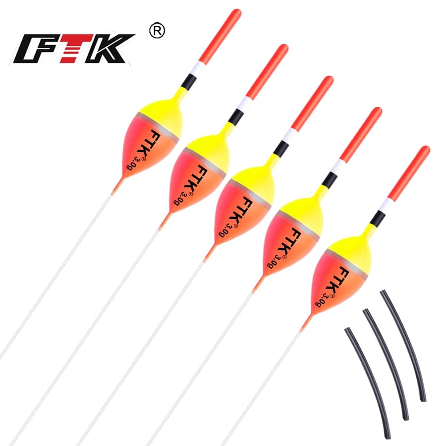 Lot de 5 flotteurs verticaux en sapin de Barguzine - Taille 1g-4g pour pêche précise