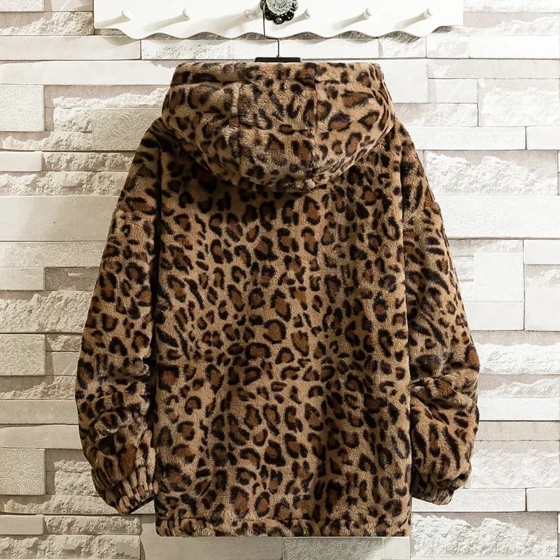 Veste chaude imprimé léopard pour pêche - Doublure polaire et capuche - Homme
