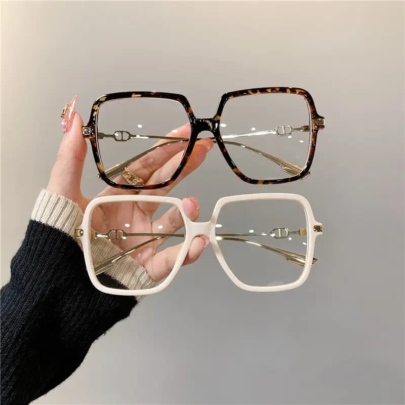 Lunettes carrées surdimensionnées pour pêche - Monture métal rétro bloquant la lumière bleue