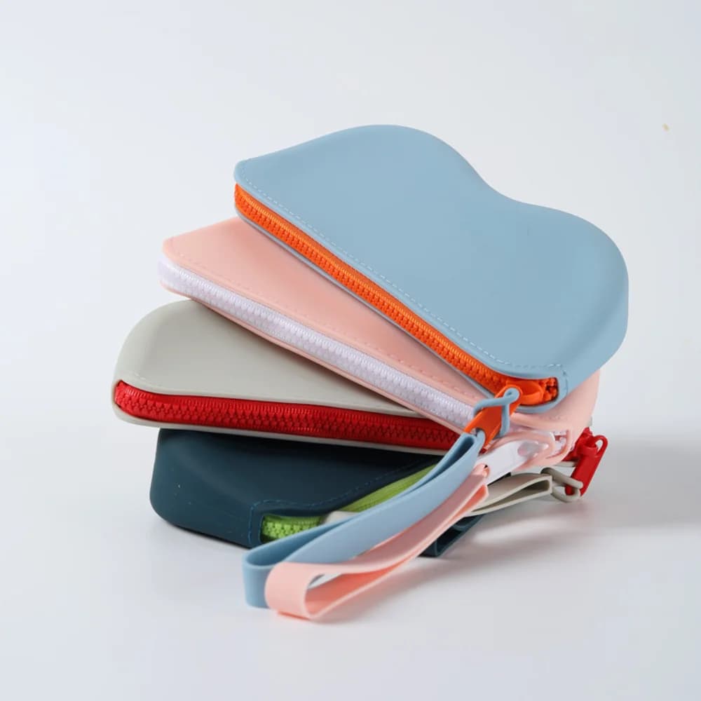 Pochette silicone souple lunettes étanche femme - Rangement cosmétiques pièces anti-poussière zip coloré