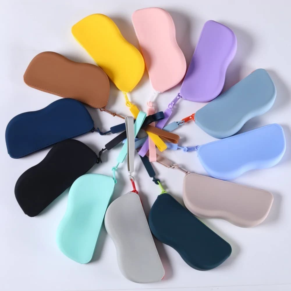 Pochette silicone souple lunettes étanche femme - Rangement cosmétiques pièces anti-poussière zip coloré