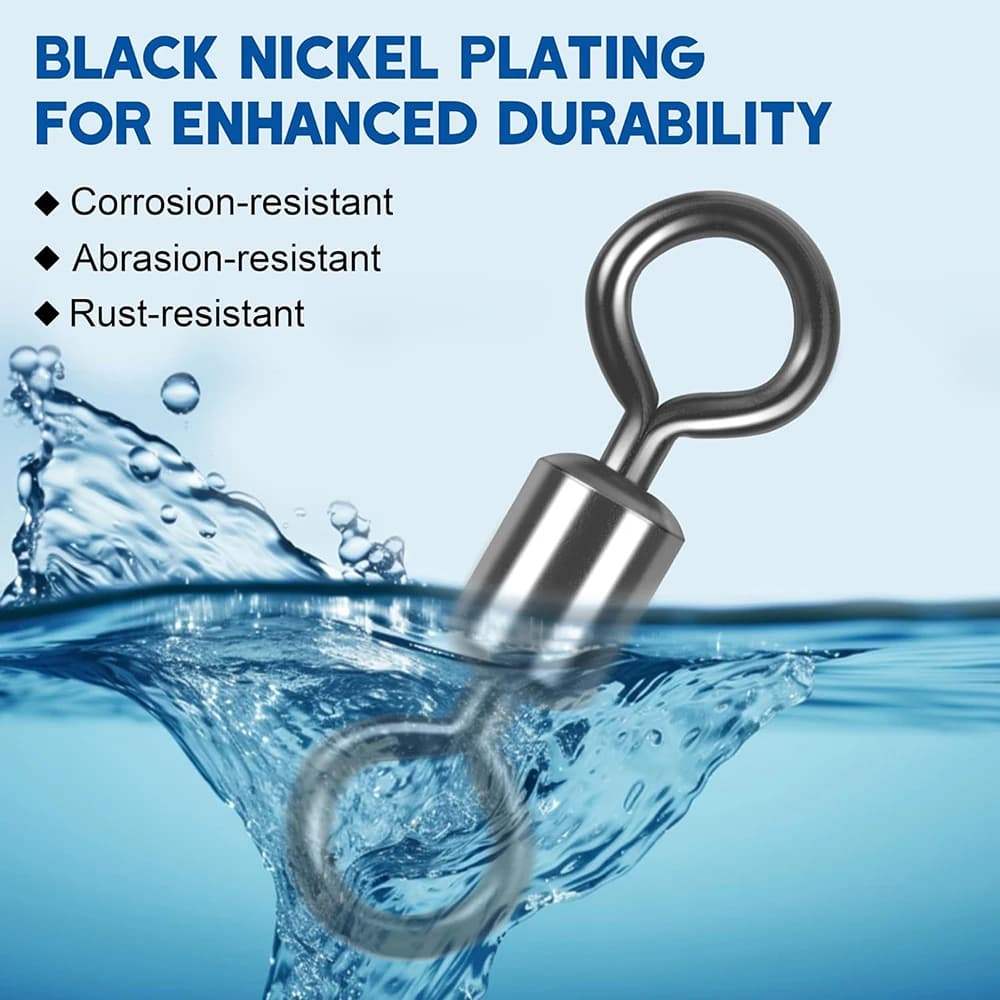 50 pcs Bearing Swivel Fishing Connector Stainless Steel Carp Snap Fishhook Lure 