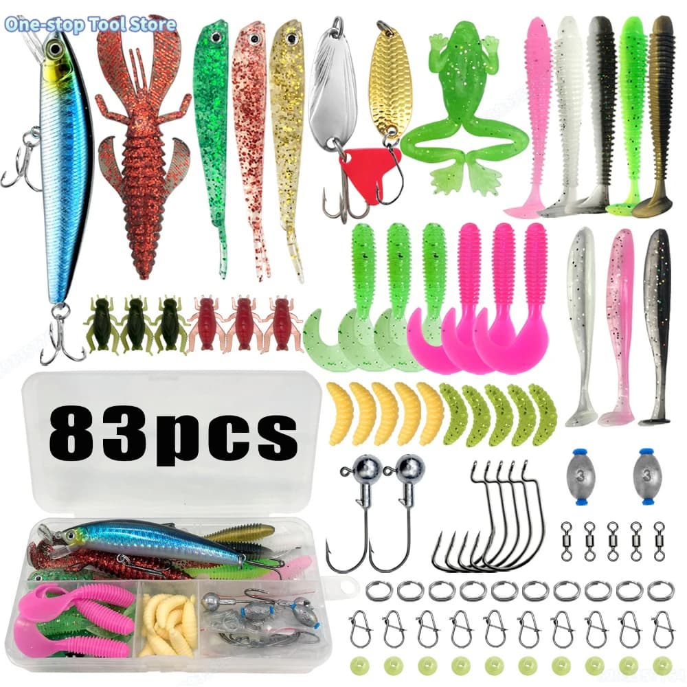 Mega kit 83 à 193 leurres pour truite brochet et bar - boîte de pêche organisée avec étages