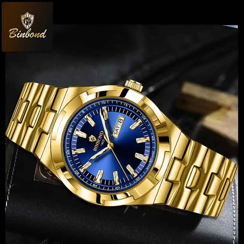 Montre homme luxe quartz sport étanche acier inoxydable lumineuse date semaine montre bracelet reloj
