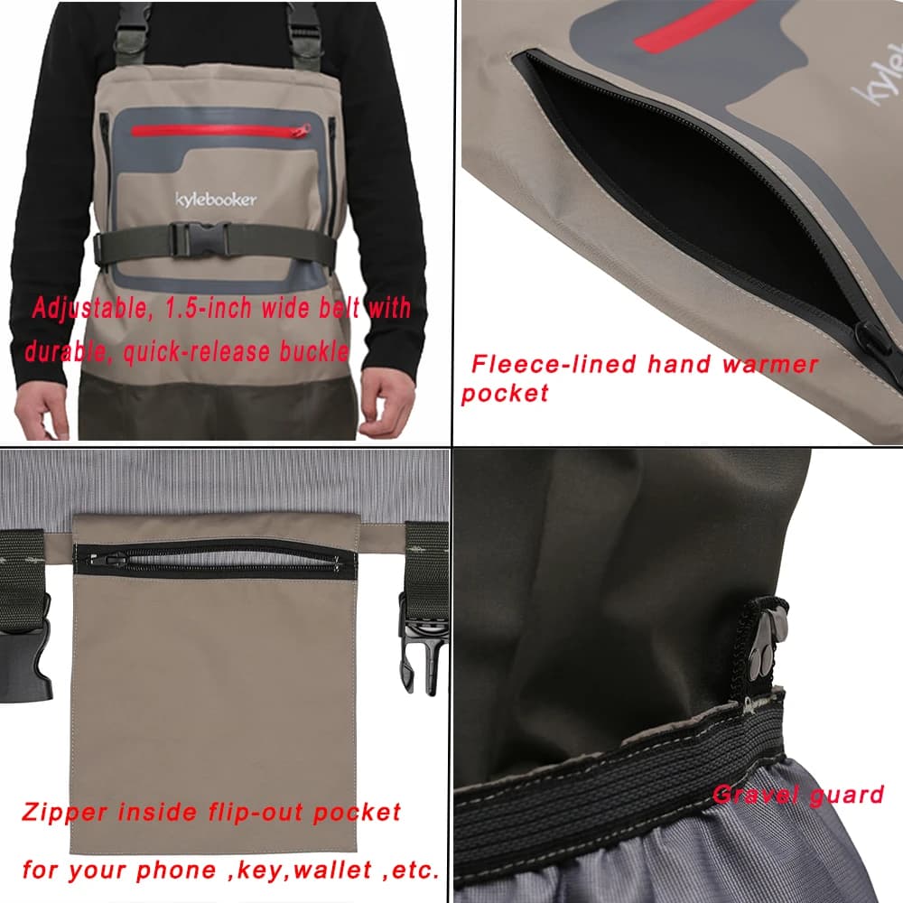 Waders de pêche à la mouche homme respirants étanches légers pieds nylon