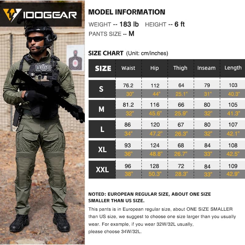 Pantalon combat lourd IDOGEAR G5 anti-déchirure pêche chasse - 3D cut imperméable multi-poches 3215