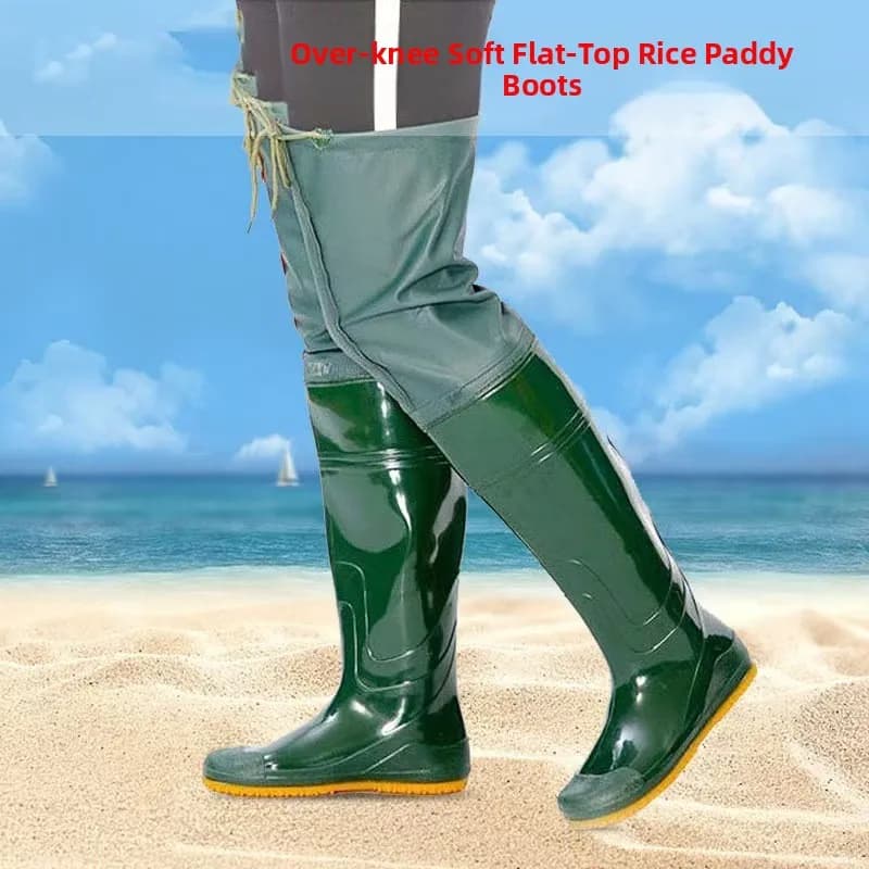 Bottes de pêche rizière hautes avec pantalon intégré pour pêche en eau profonde
