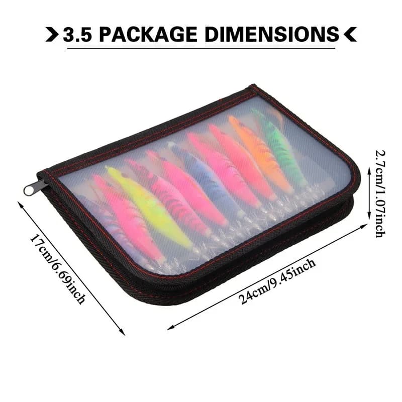 10 leurres souples pêche en mer appâts calmar crevette avec yeux 3D luminescents hameçon plombé 3.5# 19.5g