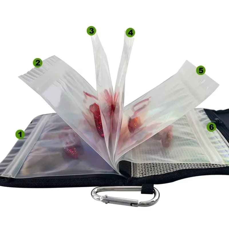 Sac de rangement PVC pour leurres souples compartimenté étanche accessoires pêche organisation