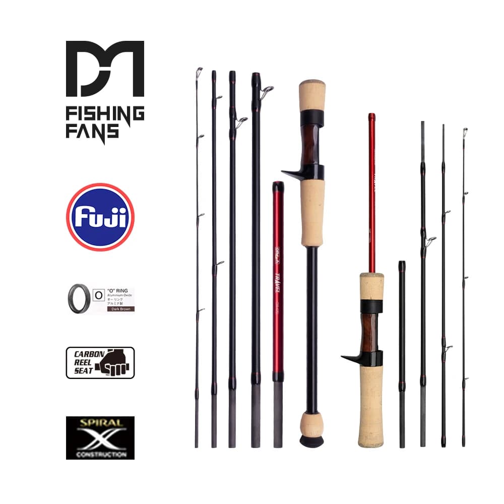 Canne à pêche voyage FISHINGFANS portable avec guides Fuji O et poignée liège UL L ML