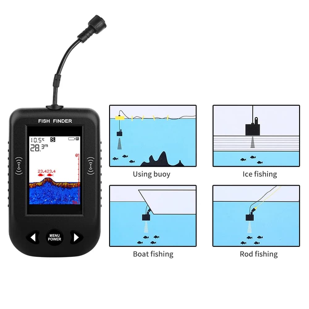 Sondeur portable avec alarme 100m couverture 45° détection poissons lac mer pêche sportive