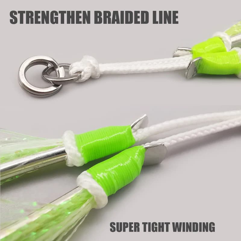 Hameçons Mustad Glow Slow Jigging Twin Assist pour la pêche au dorade en mer