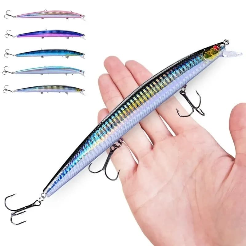 Leurre de pêche minnow 18cm 24g, leurre crankbait dur avec effet laser pour la pêche en mer