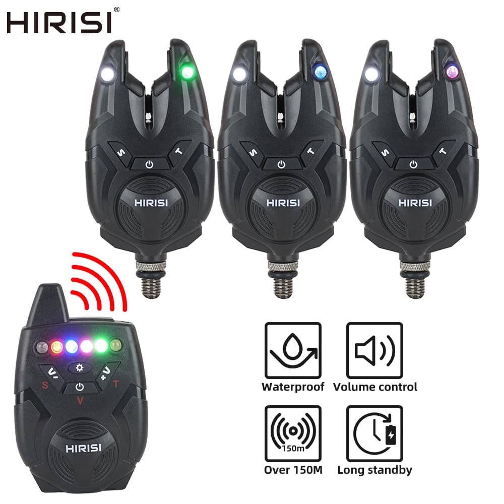 Kit alarme sans fil carpe étanche Hirisi - Set 1+3 avec indicateur morsure contrôle S9