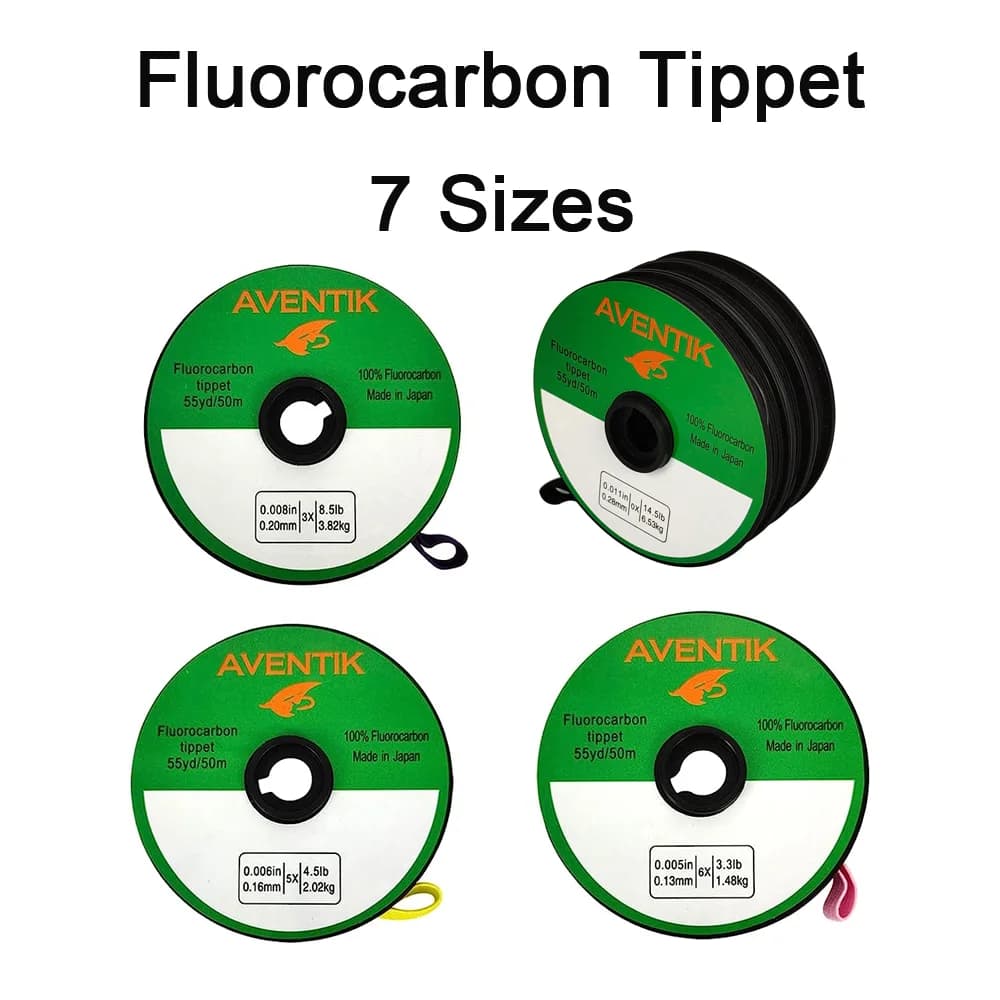 Bas de ligne fluorocarbone Aventik 50m/55yd 100% tippet 0X-6X 3.3-14.5LB pour pêche à la mouche