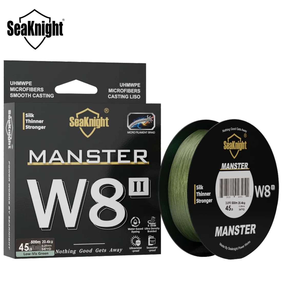 Ligne casting braid SeaKnight MONSTER W8 II 8 brins - 150m-500m PE lisse multifilament 15-100lb pêche mer