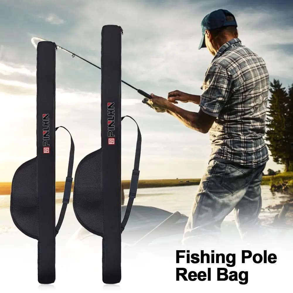 Sac de transport canne à pêche pliable 118/128cm avec sangle - Étui et organisateur portable pour canne et moulinet