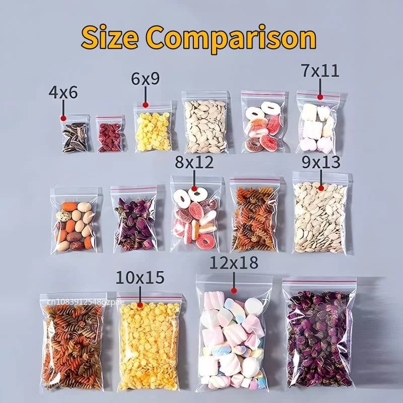 100 sachets zip transparents réutilisables pour conservation alimentaire sous vide - étanches et pratiques