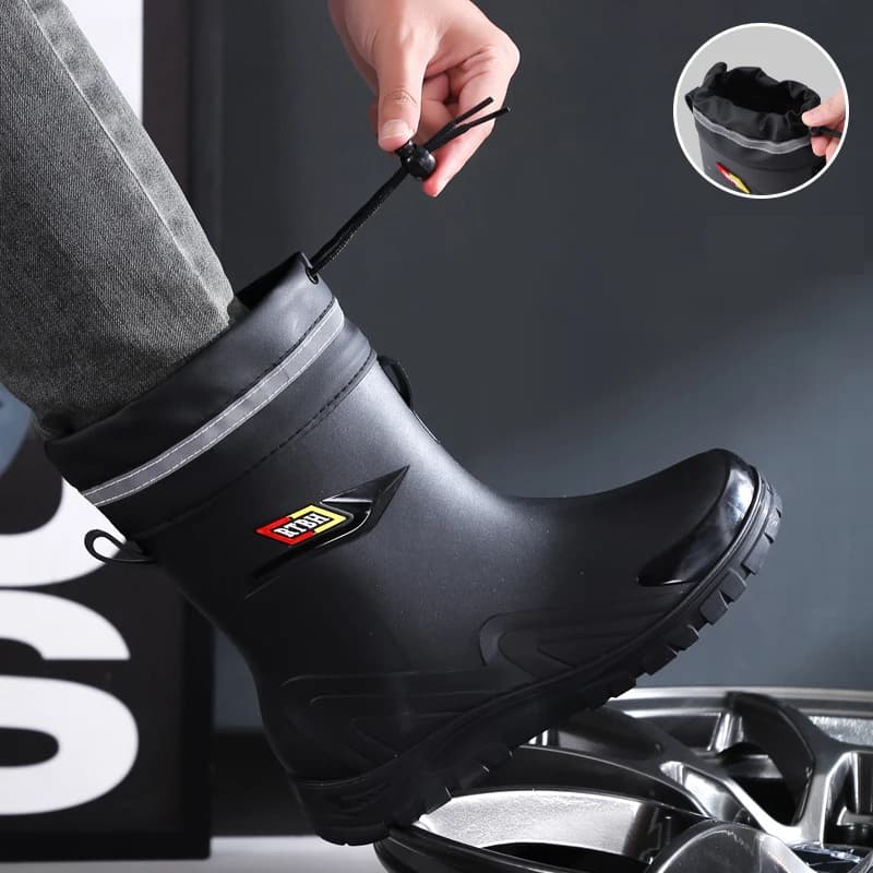 Bottes pluie homme style britannique travail extérieur antidérapantes imperméables quatre saisons pêche