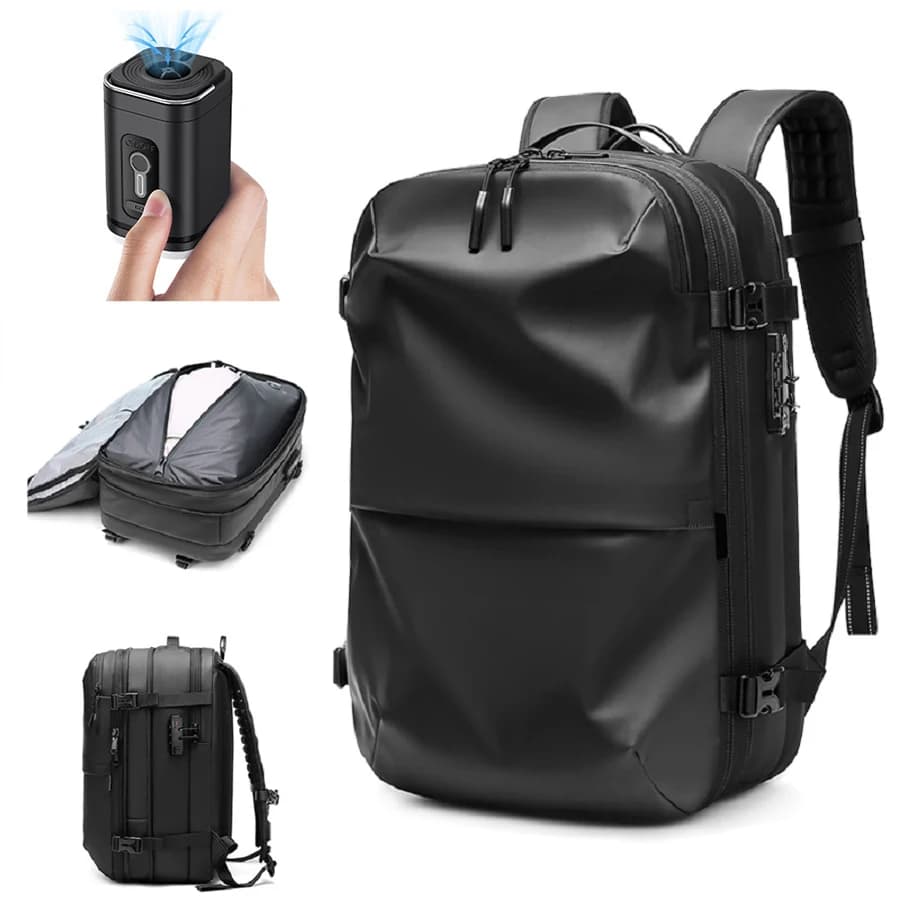 Sac à dos voyage homme compression 17 pouces pêche - Sac professionnel grande capacité étanche ordinateur