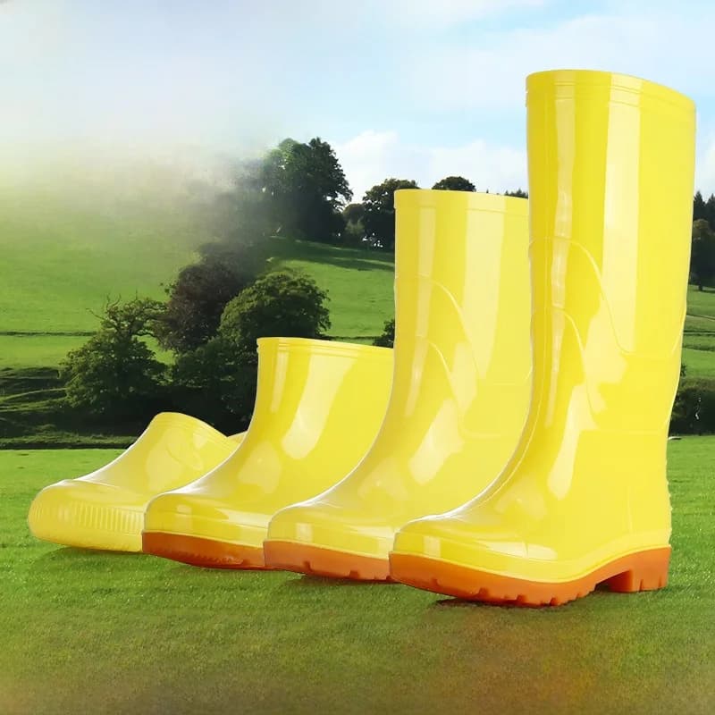 Bottes cuisine jaunes hautes tube blanc pur antidérapantes hygiène tendon vache résistantes chaudes pluie