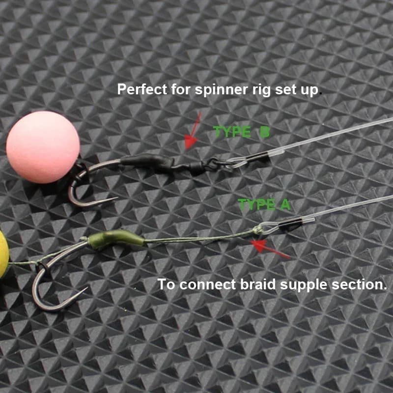 3 sections de bas de ligne crimpés pour montage Bombi Rig, chod rig et Ronnie rig pêche à la carpe