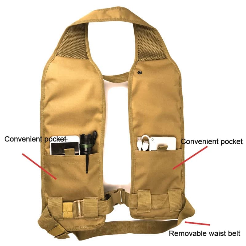 Gilet de pêche tactique respirant avec multiples poches pour bouteilles et équipement de pêche