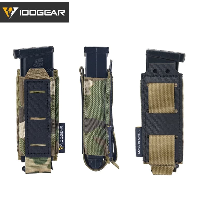 Porte-chargeurs carbone tactique IDOGEAR 9mm simple anti-dérapant drainage rapide pêche