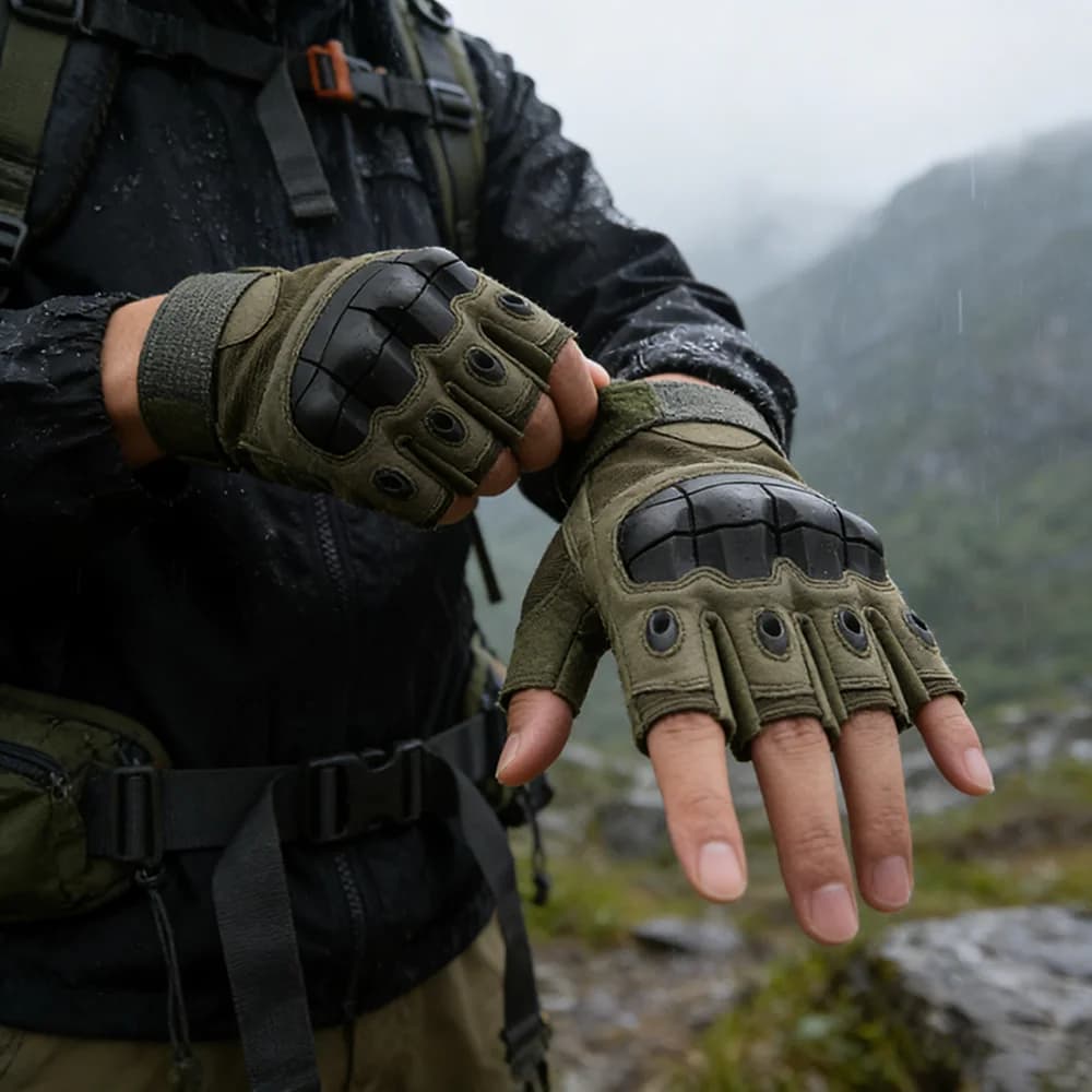 Gants tactiques mi-doigts mesh respirants pour pêche estivale et activités nautiques légères