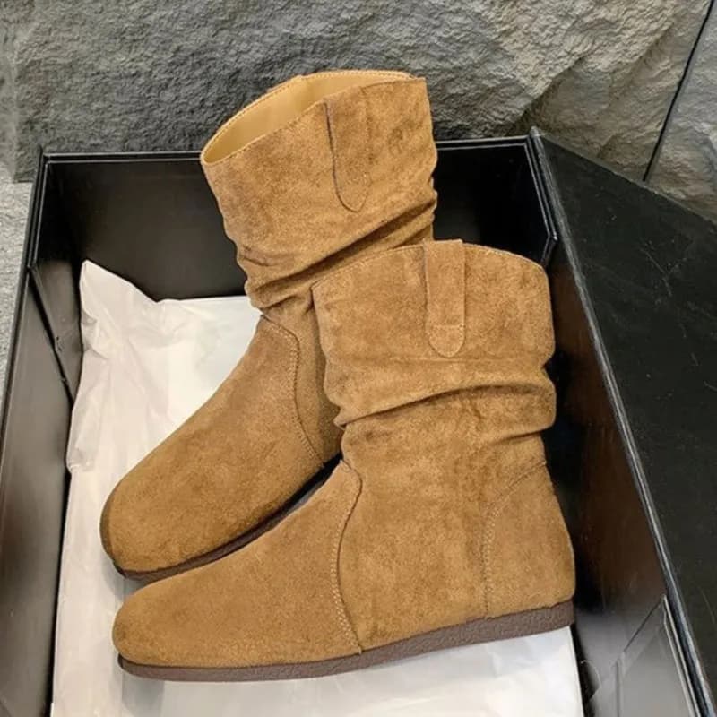 Bottes cheville suédine Crestar 2025 - Chaussures plates polyvalentes pêche rétro femmes