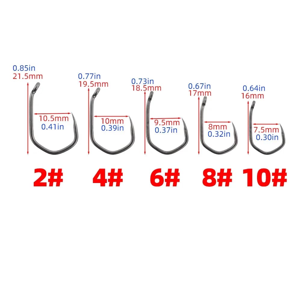 Hirisi 50 pièces hameçons sans ardillon PTFE acier inox 8020 - Hameçons pêche no-kill accessoires