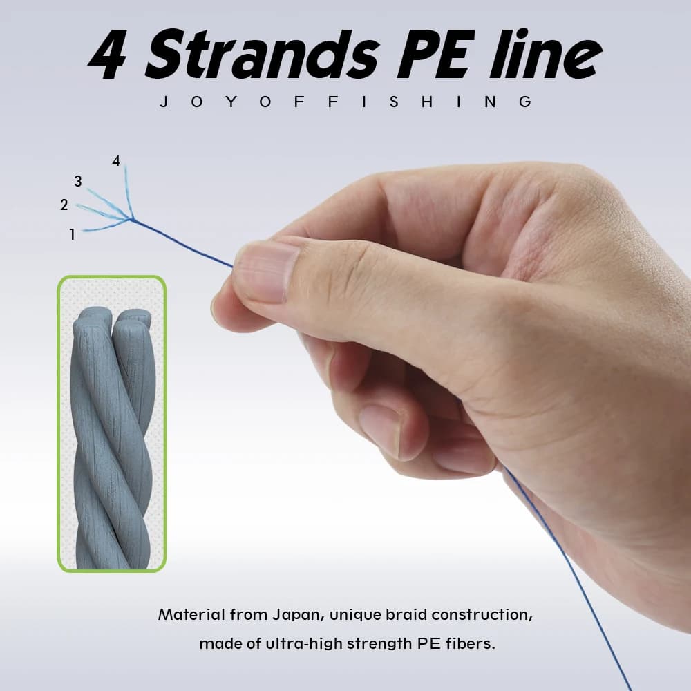 Ligne de pêche JOF multifilament 4 brins 300m pour carpe et pêche sportive, résistance 10-82LB
