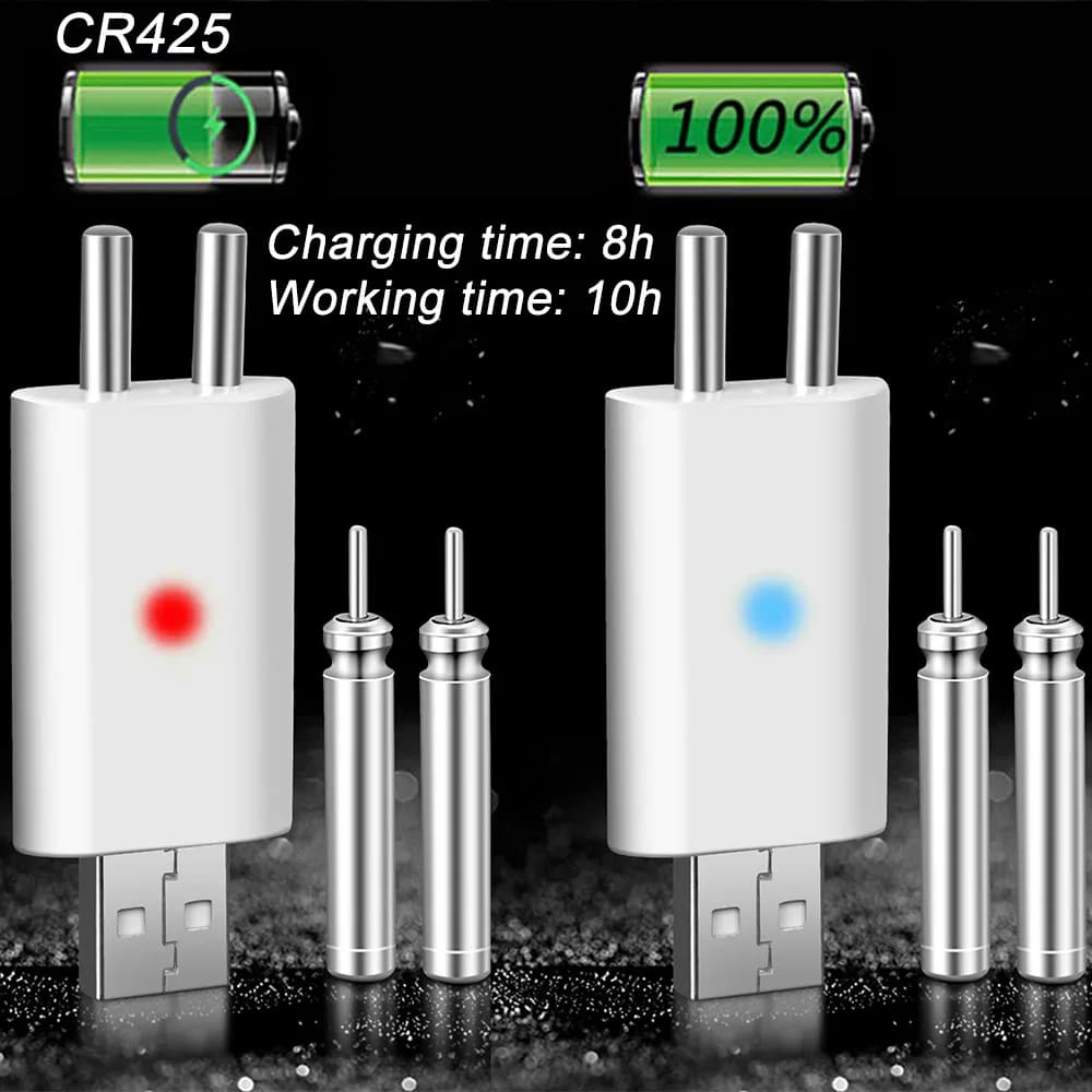 Détecteur double cloche lumineux USB CR425 - kit pêche nuit avec batterie 3.6V rechargeable