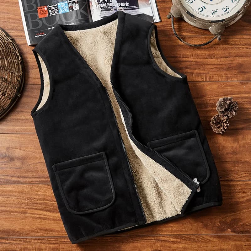 Gilet polaire chaud hiver sans manches velours épais 6XL pour homme pêche confort grand froid