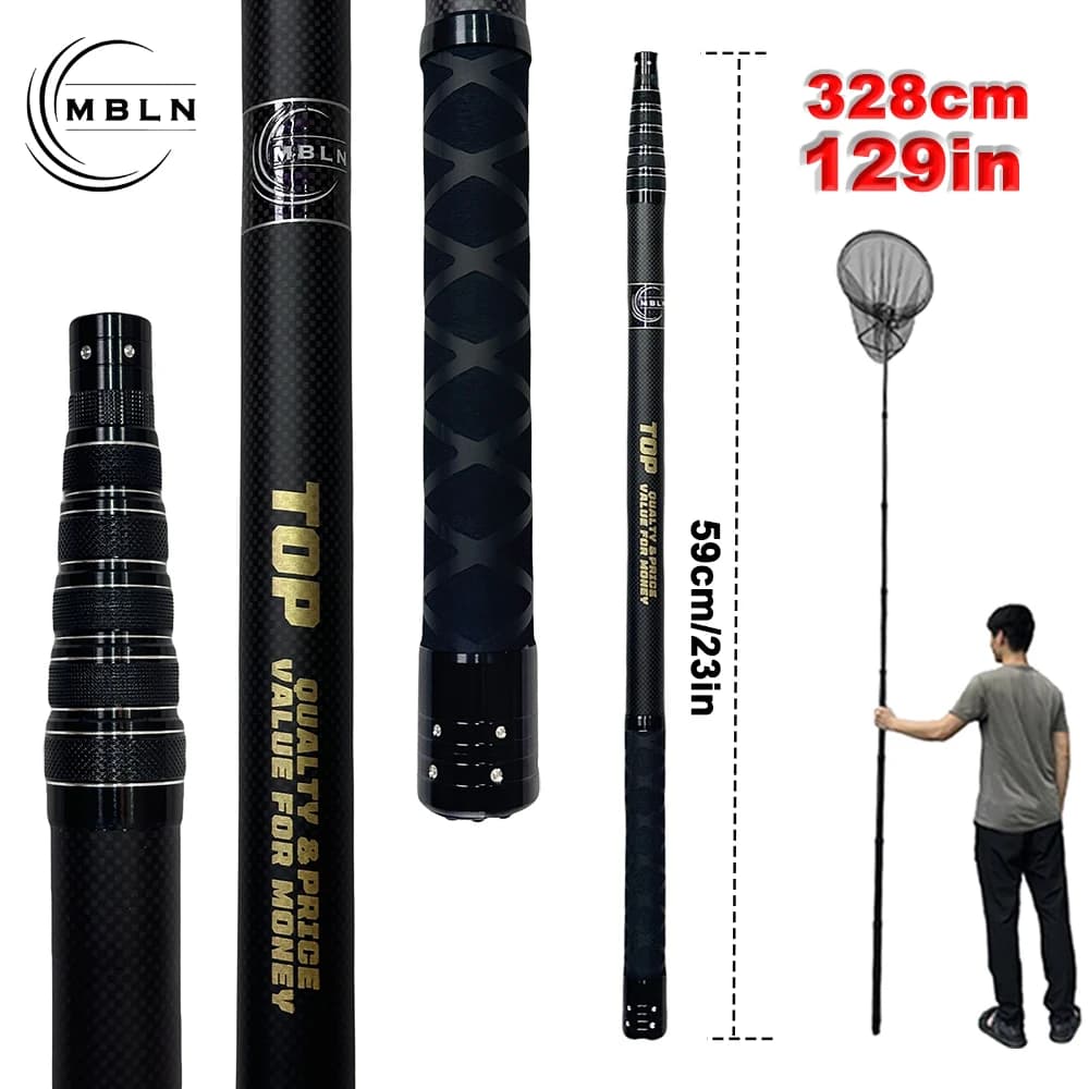 Filet débarquement MBLN 328cm ultra-léger 414g portable manche carbone tête aluminium alliage pêche