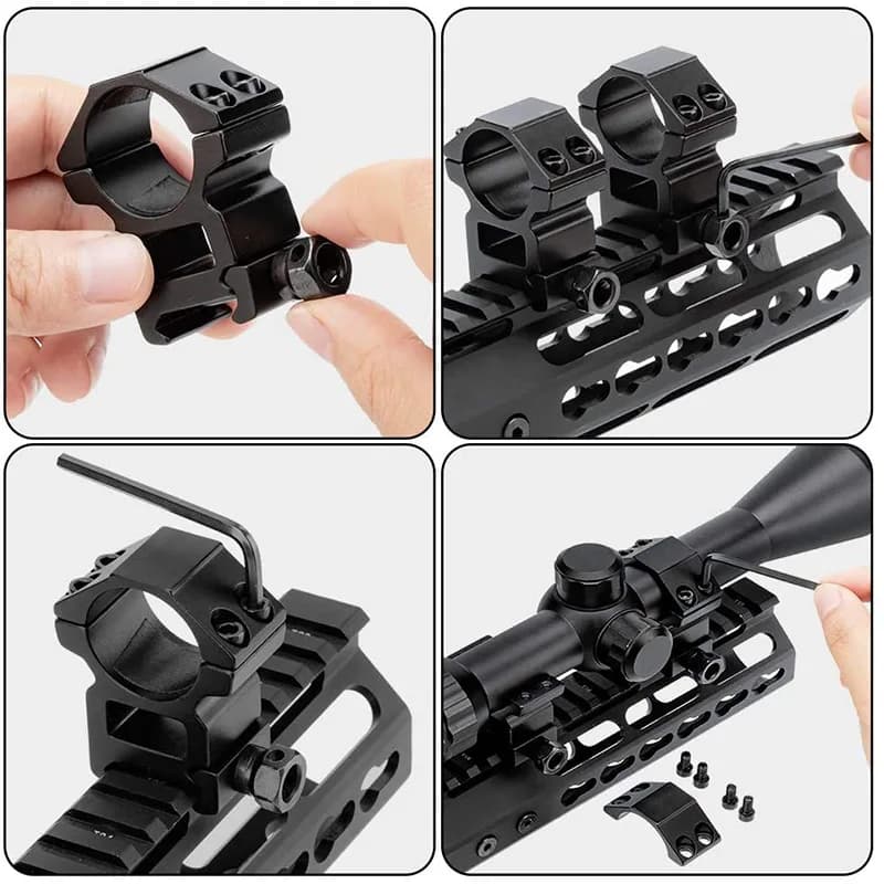 2 anneaux de montage pour lunette de pêche 25.4mm à 35mm - Compatible rail Picatinny