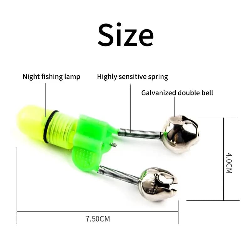 6 cloches lumineuses détection touche : alarme double anneau pour pêche nocturne et indications précises