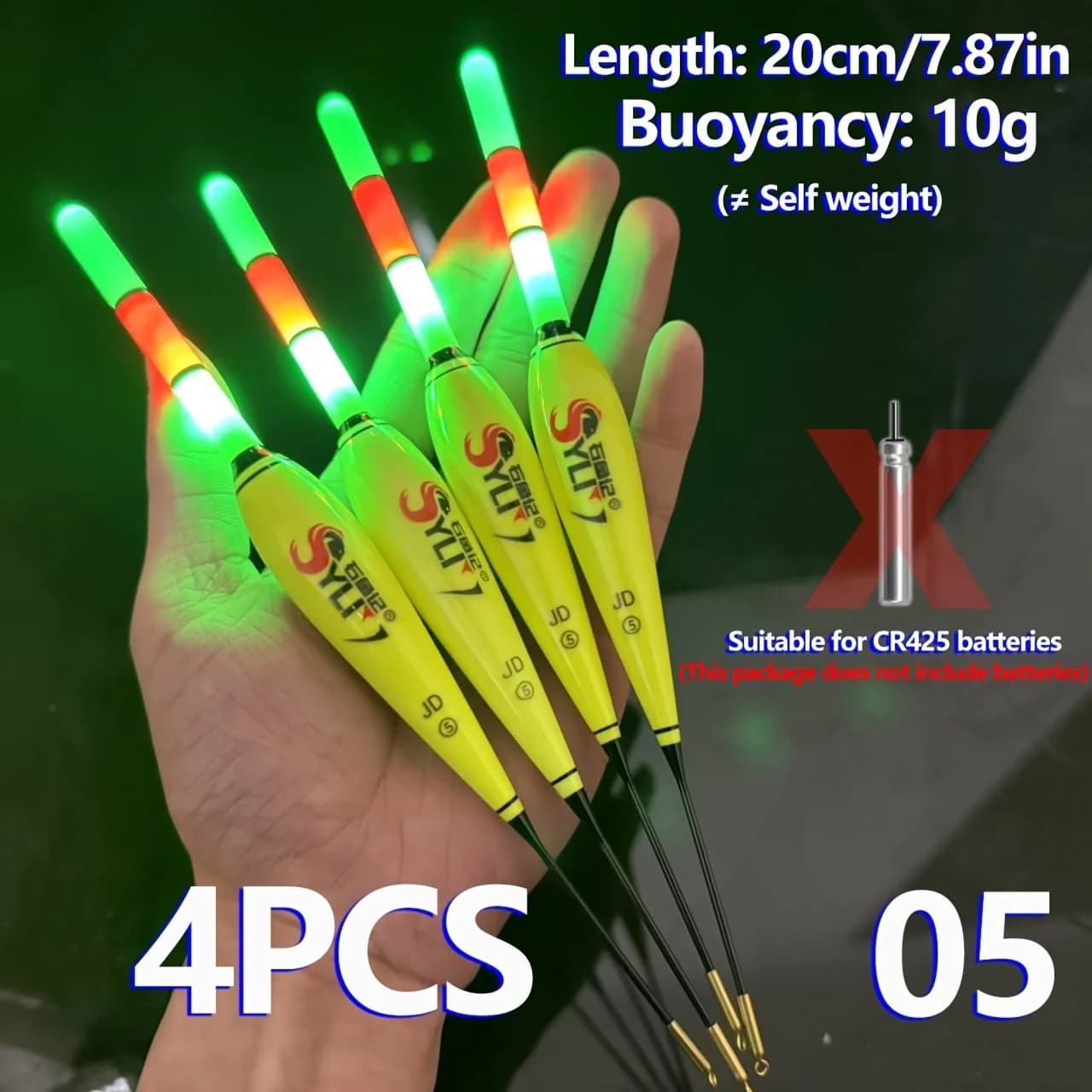 Set 4 flotteurs lumineux pêche carpe européenne nuit visibilité accrue