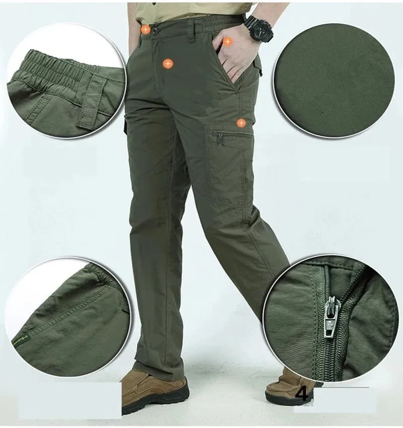 Pantalon cargo léger étanche homme été - Vêtement technique pêche randonnée polyvalent