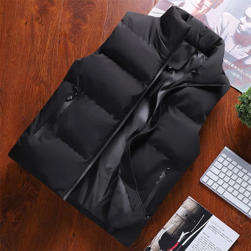 Gilet coupe-vent homme hiver - Veste sans manches chaude ouate coton épaisse veste d'hiver casual