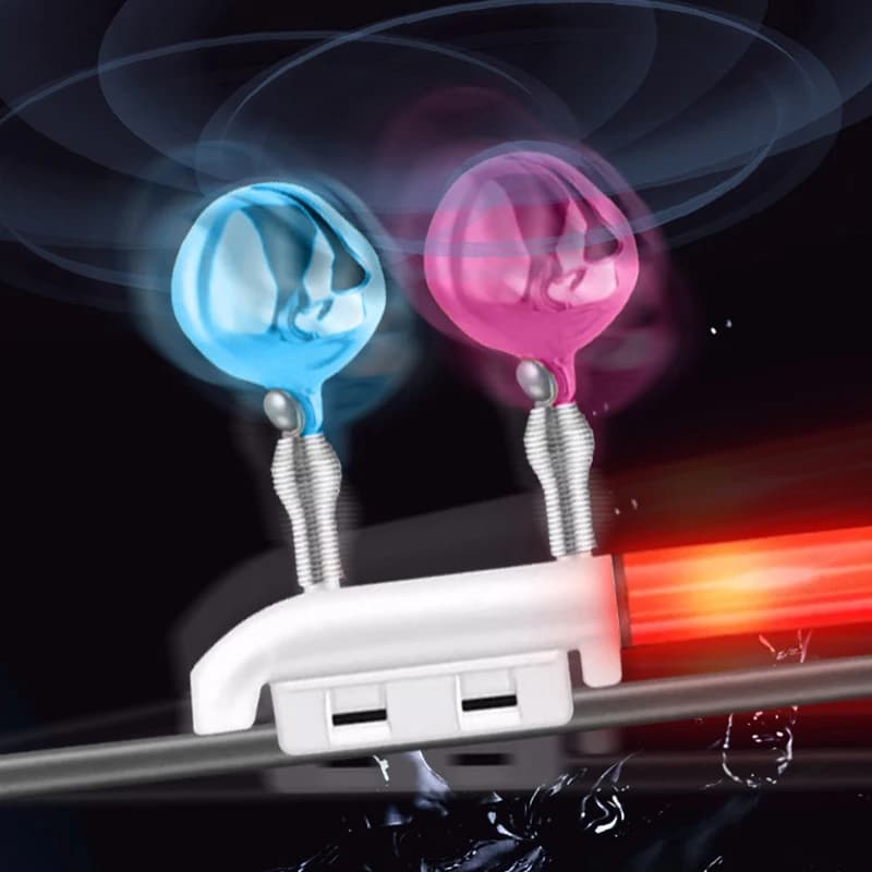 Alarme de touche double clochette avec lampe LED pour canne pêche nuit sans batterie