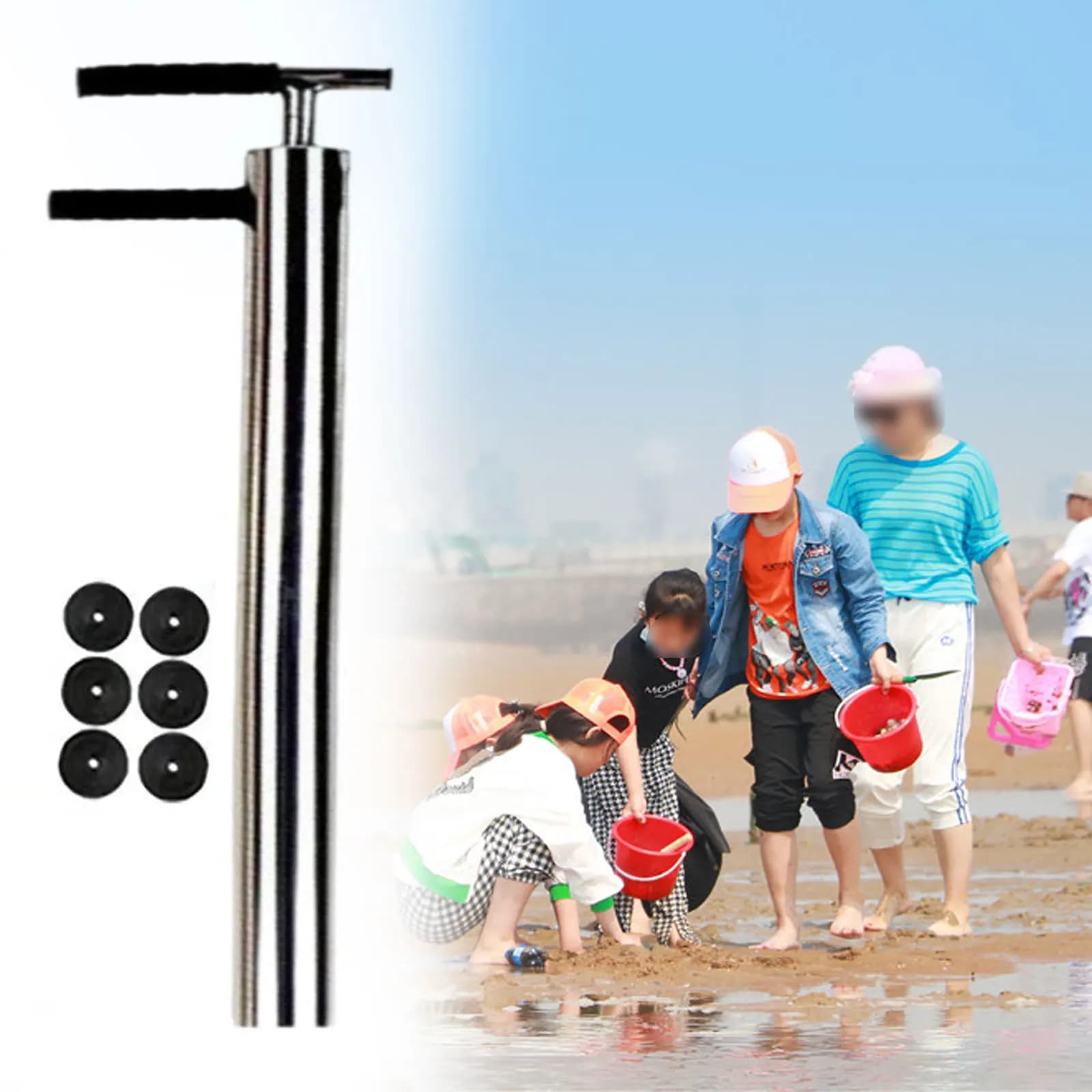 Pompe crevettes mantis acier inoxydable portable pour pêche crustacés plage extérieur facile à transporter
