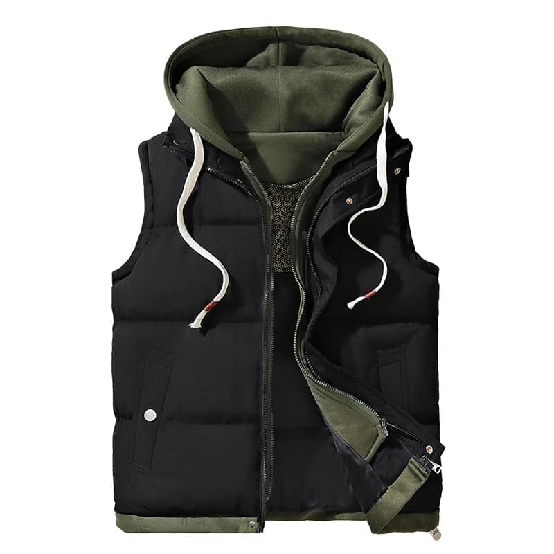 Veste sans manches homme avec capuche chaude et coupe-vent pour l'automne hiver