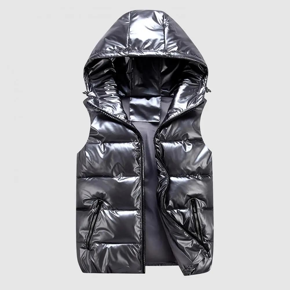 Veste polaire homme sans manches zippée avec capuche et poches pour pêche hiver