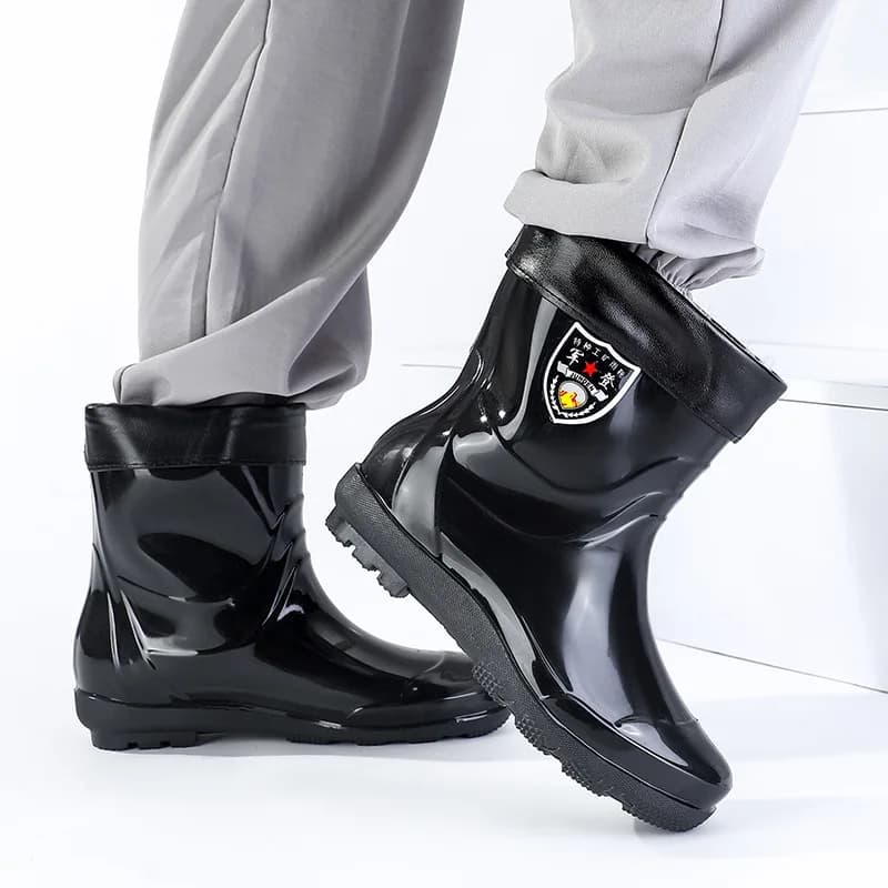 Bottes de pluie homme grande taille mollet large PVC imperméables anti-dérapantes toutes saisons confort