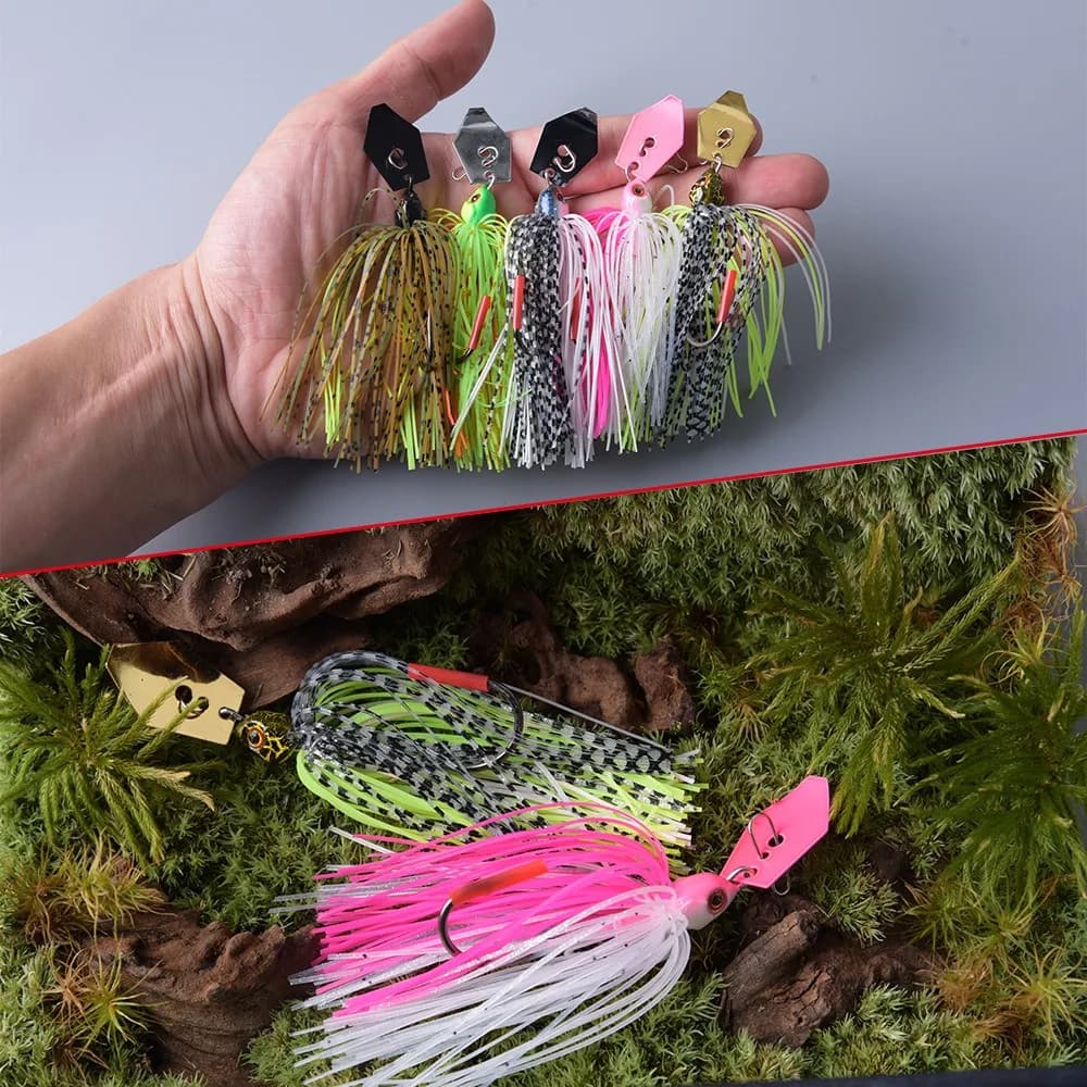 Leurre de pêche spinnerbait chatterbait avec lame dansante, leurre vibrant de 7g à 21g pour carnassiers