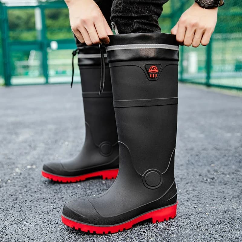 Bottes de pluie homme à embout d'acier antidérapantes imperméables pour travail sécurité pêche