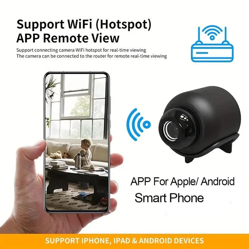 Caméra surveillance vision nocturne X5Mini 1080P sans fil - Détection mouvement qualité premium portable